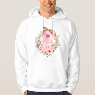 Schwein Mit Leopard Stirnband Blumen T Süßes Schwe Hoodie