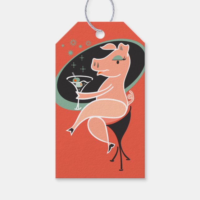 Schwein mit Martini Geschenkanhänger (Vorderseite)