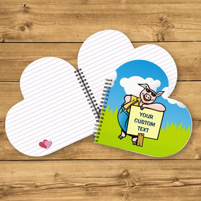 Schwein mit Schild Notizbuch (Von Creator hochgeladen)