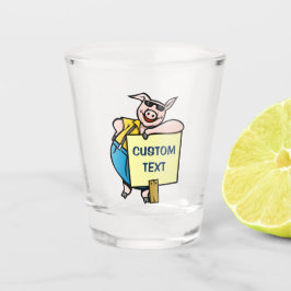 Schwein mit Zeichen Schnapsglas