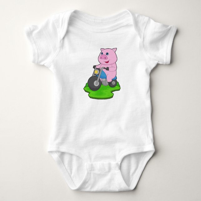 Schwein-Motorrad Baby Strampler (Vorderseite)
