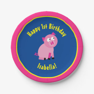 Schwein-PapierTeller-Tiergeburtstags-Party Pappteller