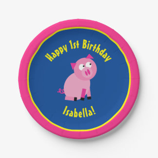 Schwein-PapierTeller-Tiergeburtstags-Party Pappteller