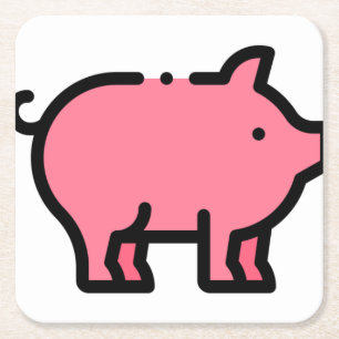 Schwein Rechteckiger Pappuntersetzer