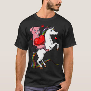 Schwein reitet magisches Einhorn T-Shirt