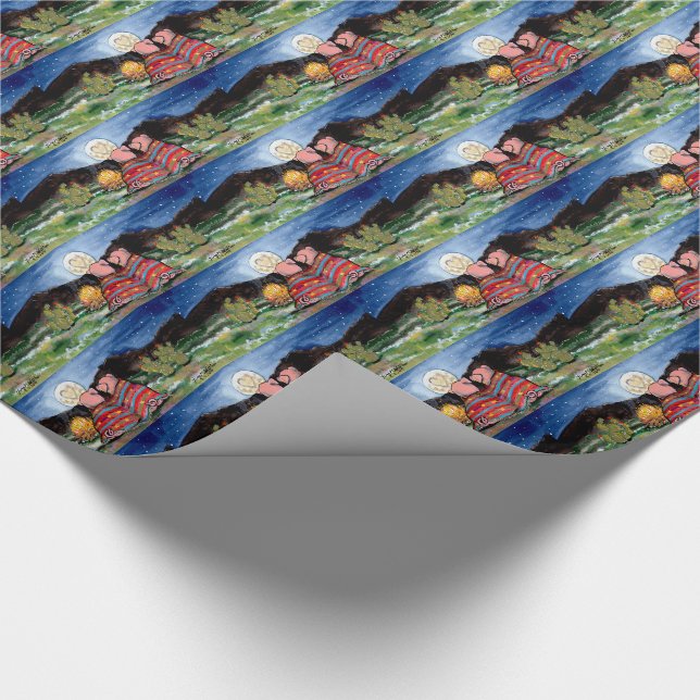 Schwein - Romantisches Nachtmondschleifpapier Geschenkpapier (Ecke)