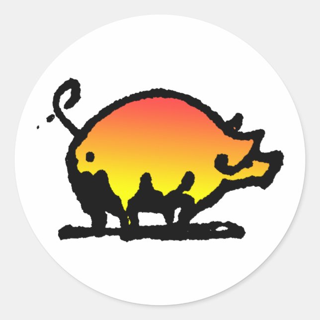 Schwein Runder Aufkleber (Vorderseite)