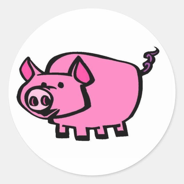 Schwein Runder Aufkleber (Vorderseite)
