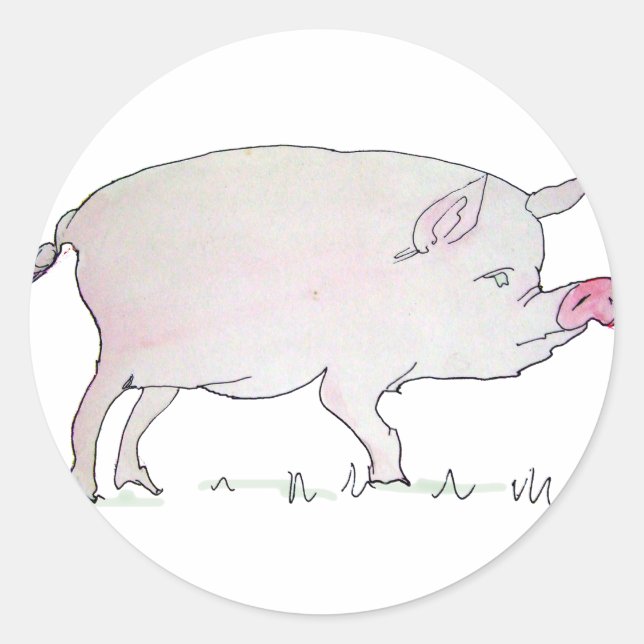 Schwein Runder Aufkleber (Vorderseite)