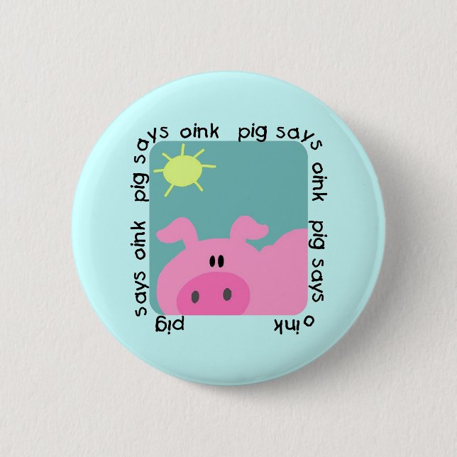Schwein sagt Oink T-Shirts und Geschenke Button (Vorderseite)