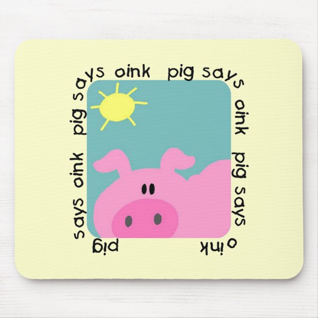 Schwein sagt Oink T-Shirts und Geschenke Mousepad (Vorne)