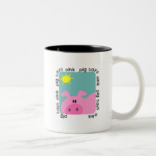 Schwein sagt Oink T-Shirts und Geschenke Zweifarbige Tasse