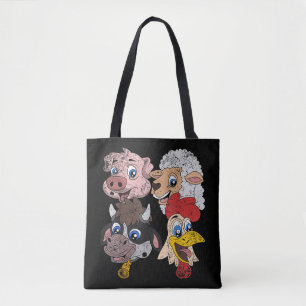 Schwein Schaf Kuh Huhn Kinder Kleinkinder Lustig B Tasche