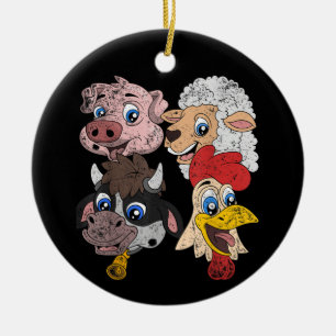 Schwein Schaf Kuh Huhn Kinder Kleinkinder Lustiger Keramik Ornament
