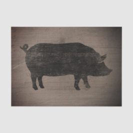 Schwein-Silhouette-rustikale Art verwittertes Seidenpapier