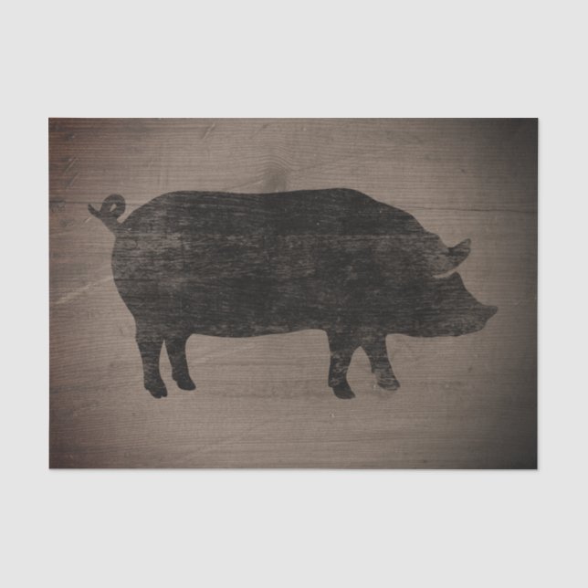 Schwein-Silhouette-rustikale Art verwittertes Seidenpapier (Vorderseite)