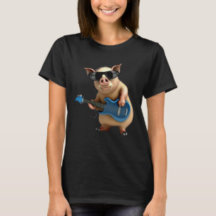 Schwein spielt elektrische Gitarre Tier Schwein T-Shirt