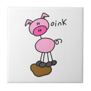 Schwein-Stick-Figur-T-Shirts und Geschenke Fliese