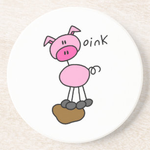 Schwein-Stick-Figur-T-Shirts und Geschenke Getränkeuntersetzer