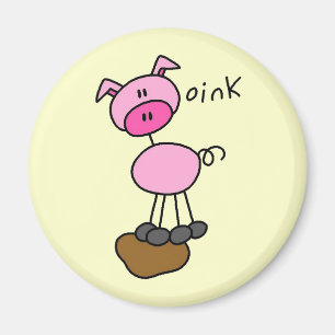 Schwein-Stick-Figur-T-Shirts und Geschenke Magnet