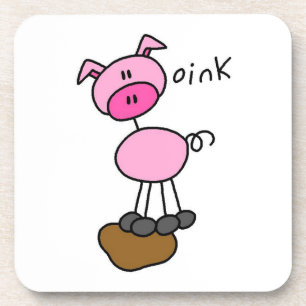 Schwein-Stick-Figur-T-Shirts und Geschenke Untersetzer