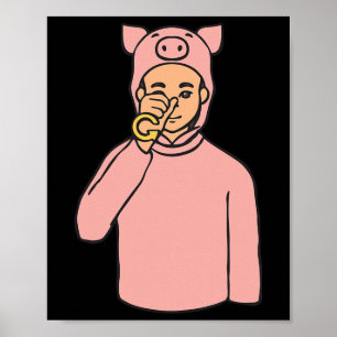 Schwein Tier ASL Handgeste Taub Hörverlust Bewusst Poster