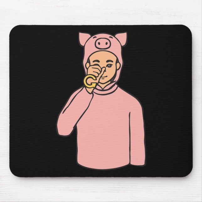 Schwein Tier ASL Handgesture Deaf Hörverlust Awar Mousepad (Vorne)
