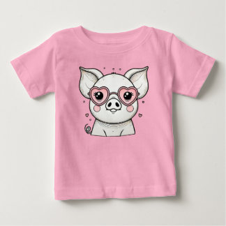 Schwein trägt herzförmige Sonnenbrille Baby T-shirt