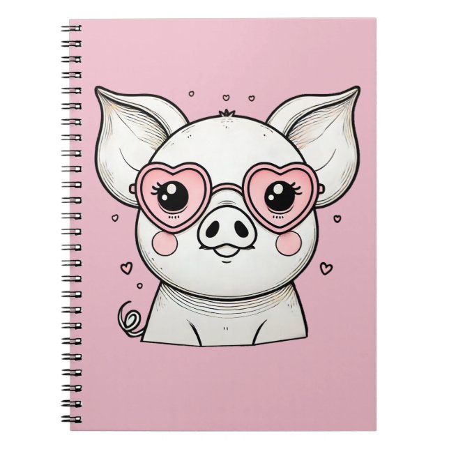 Schwein trägt herzförmige Sonnenbrille Notizblock (Vorderseite)