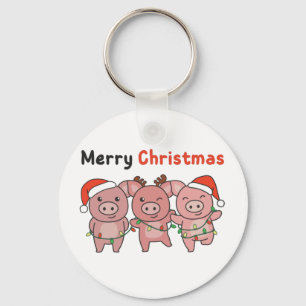 Schwein Weihnachten Niedlich Schweine Frohe Weihna Schlüsselanhänger