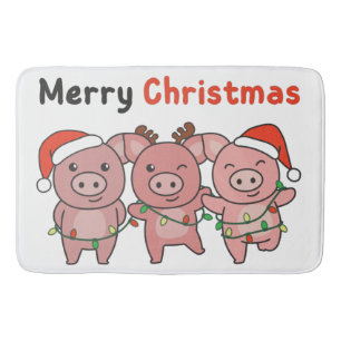Schwein Weihnachten Niedliche Schweine Frohe Weihn Badematte