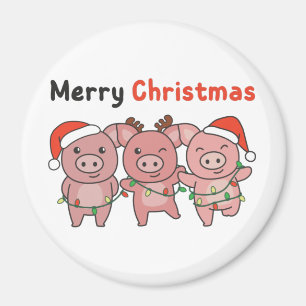 Schwein Weihnachten Niedliche Schweine Frohe Weihn Magnet