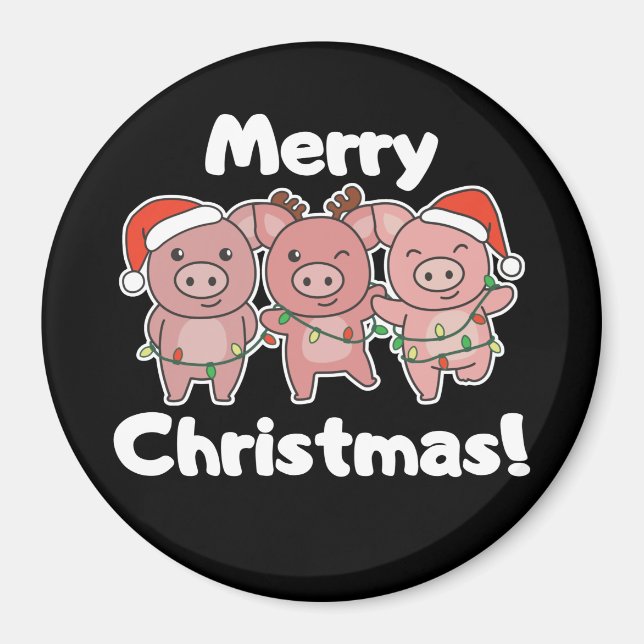 Schwein Weihnachten Niedliche Schweine Frohe Weihn Magnet (Vorne)