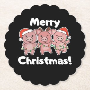 Schwein Weihnachten Niedliche Schweine Frohe Weihn Untersetzer