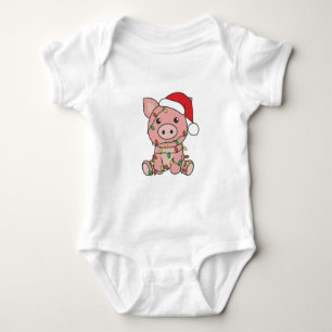 Schwein Weihnachts Wintertiere Schweine Baby Strampler