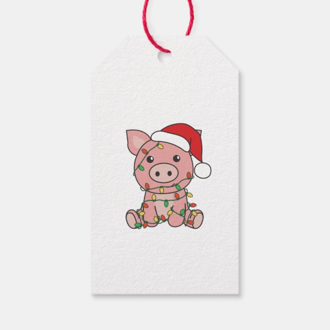 Schwein Weihnachts Wintertiere Schweine Geschenkanhänger (Rückseite)