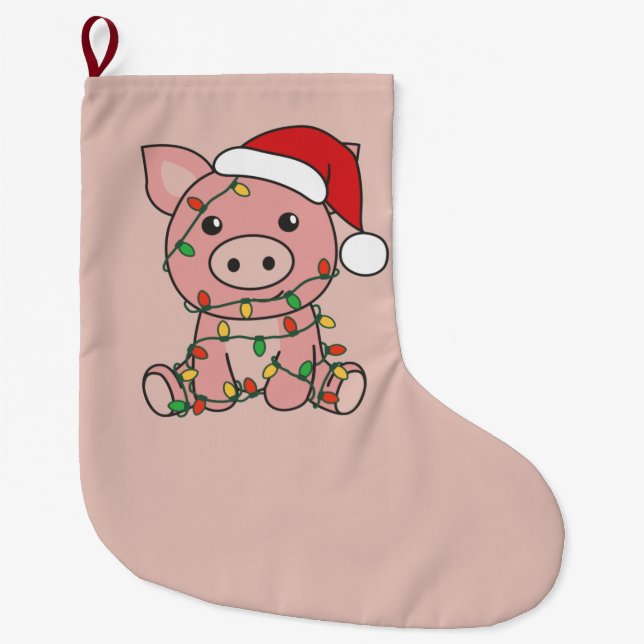 Schwein Weihnachts Wintertiere Schweine Große Weih Großer Weihnachtsstrumpf (Vorderseite)