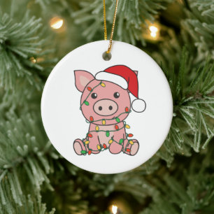 Schwein Weihnachts Wintertiere Schweine Keramik Ornament
