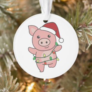 Schwein Weihnachts Wintertiere Schweine Ornament