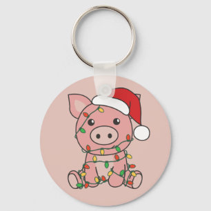 Schwein Weihnachts Wintertiere Schweine Schlüssela Schlüsselanhänger