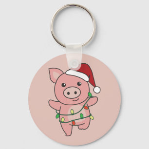 Schwein Weihnachts Wintertiere Schweine Schlüssela Schlüsselanhänger