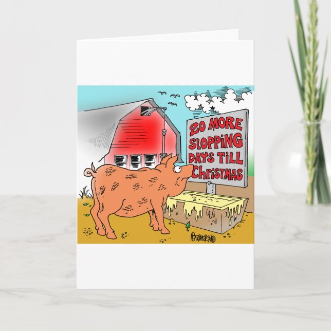SCHWEIN-/WEIHNACHTSCartoon-GESCHENKARTIKEL Feiertagskarte (Vorderseite)