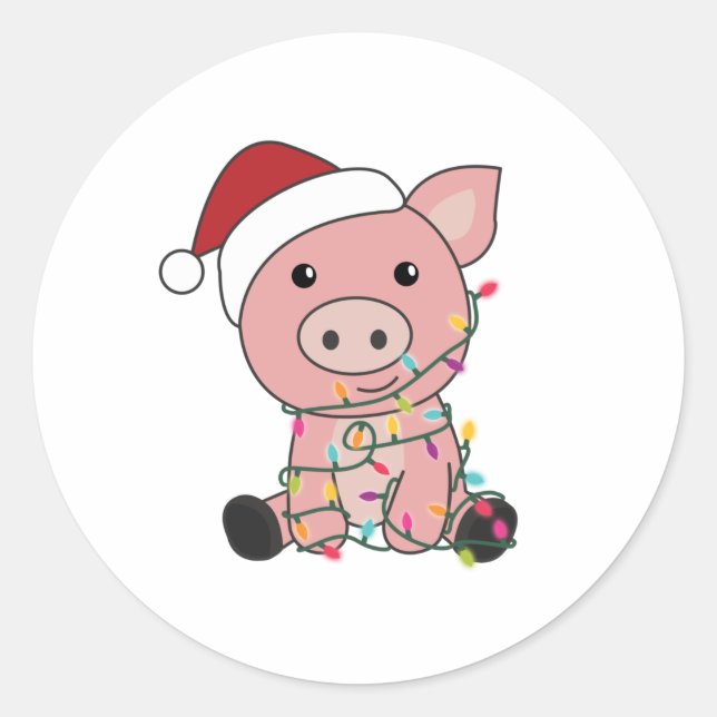 Schwein Weihnachtsschnee Wintertiere Schweine Runder Aufkleber (Vorderseite)