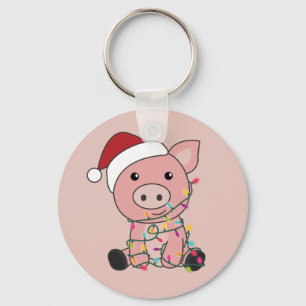 Schwein Weihnachtsschnee Wintertiere Schweine Schl Schlüsselanhänger