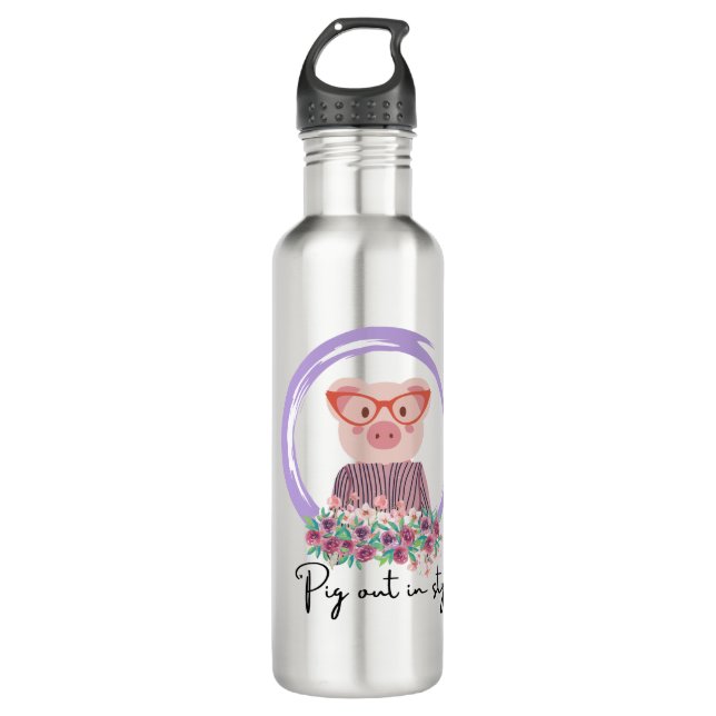 Schwein-Zitat Edelstahlflasche (Vorderseite)