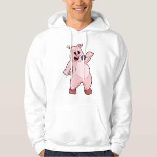 Schweinchen beim Singen mit Mikrofon Hoodie