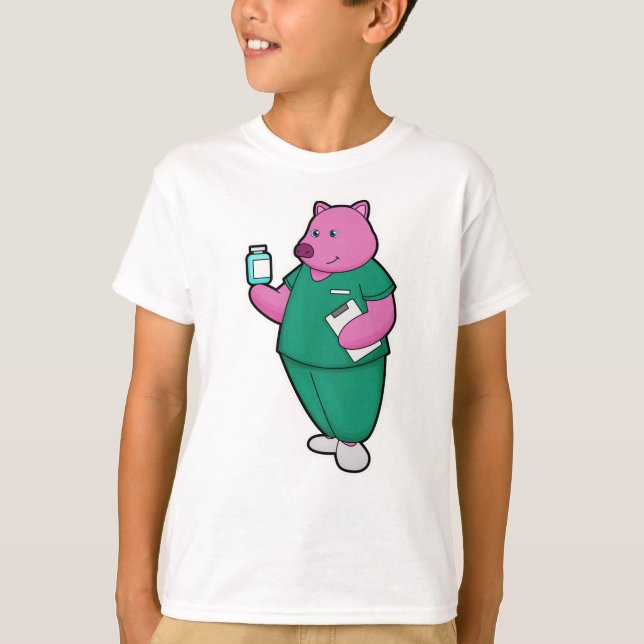 Schweine als Krankenschwester mit Arzneimittel T-Shirt (Vorderseite)