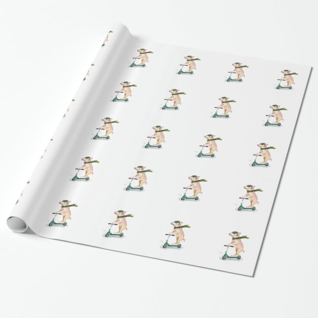 Schweine auf einem Roller Geschenkpapier (Ungerollt)