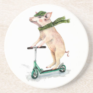 Schweine auf einem Roller Getränkeuntersetzer