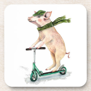 Schweine auf einem Roller Getränkeuntersetzer
